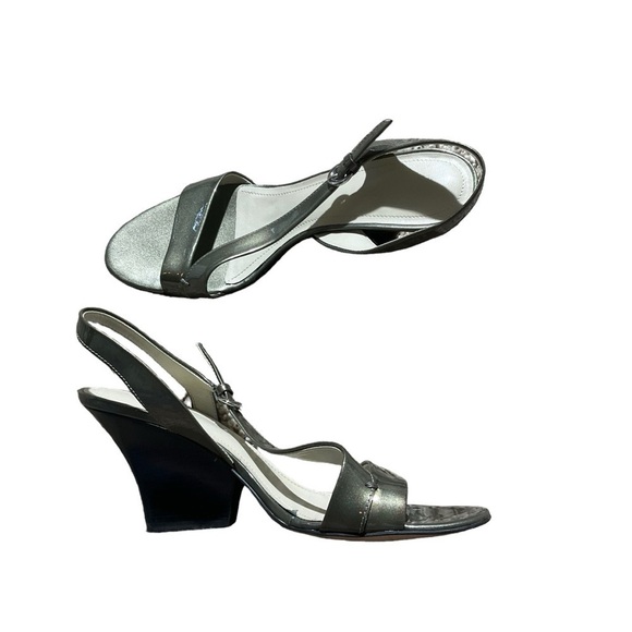 EUC Franco Sarto Slingback Heeled Sandals Green Patent Leather Size 8 - Picture 1 of 8